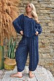 Kiti Paisley Damask Artist Smock Navy